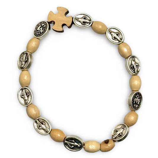 Wooden Miraculous Medal Decade Bracelet