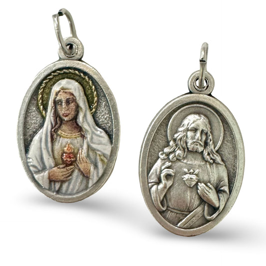 Sacred Heart and Immaculate Heart Colored Medal