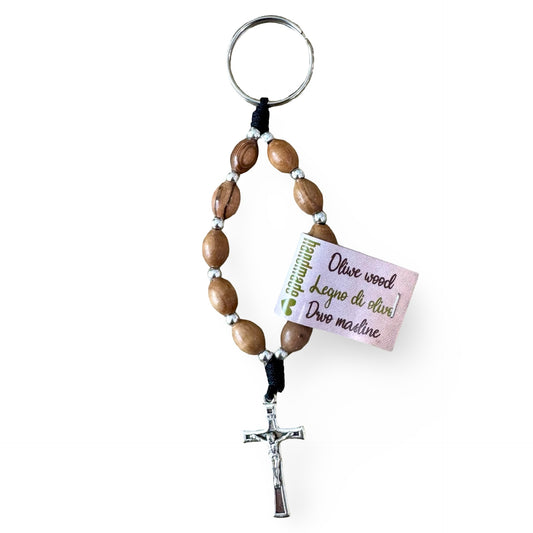 Olive Wood Medjugorje Decade Keychain
