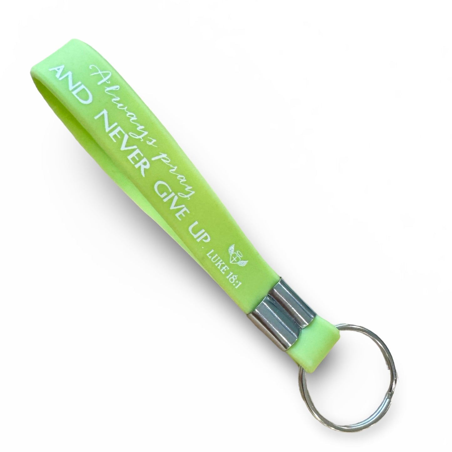 “Always Pray and Never Give Up” Silicone Bible Verse Keychain