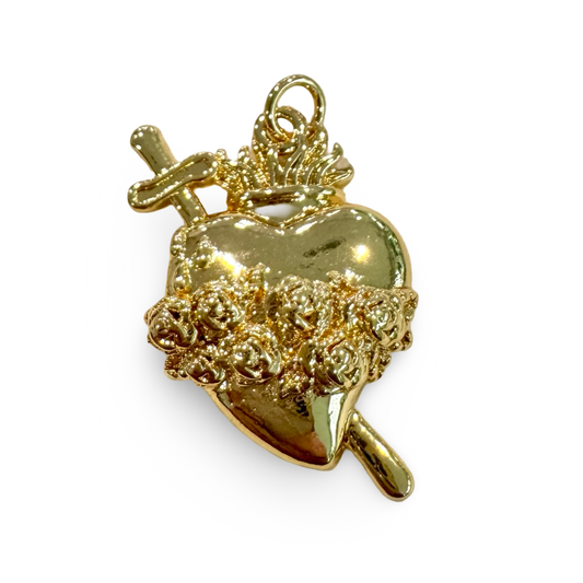 Immaculate Heart of Mary Gold Pendant