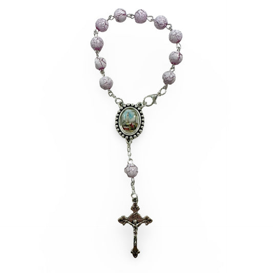 Fatima Decade Rosary with Frosted Crackle Beads and Clasp