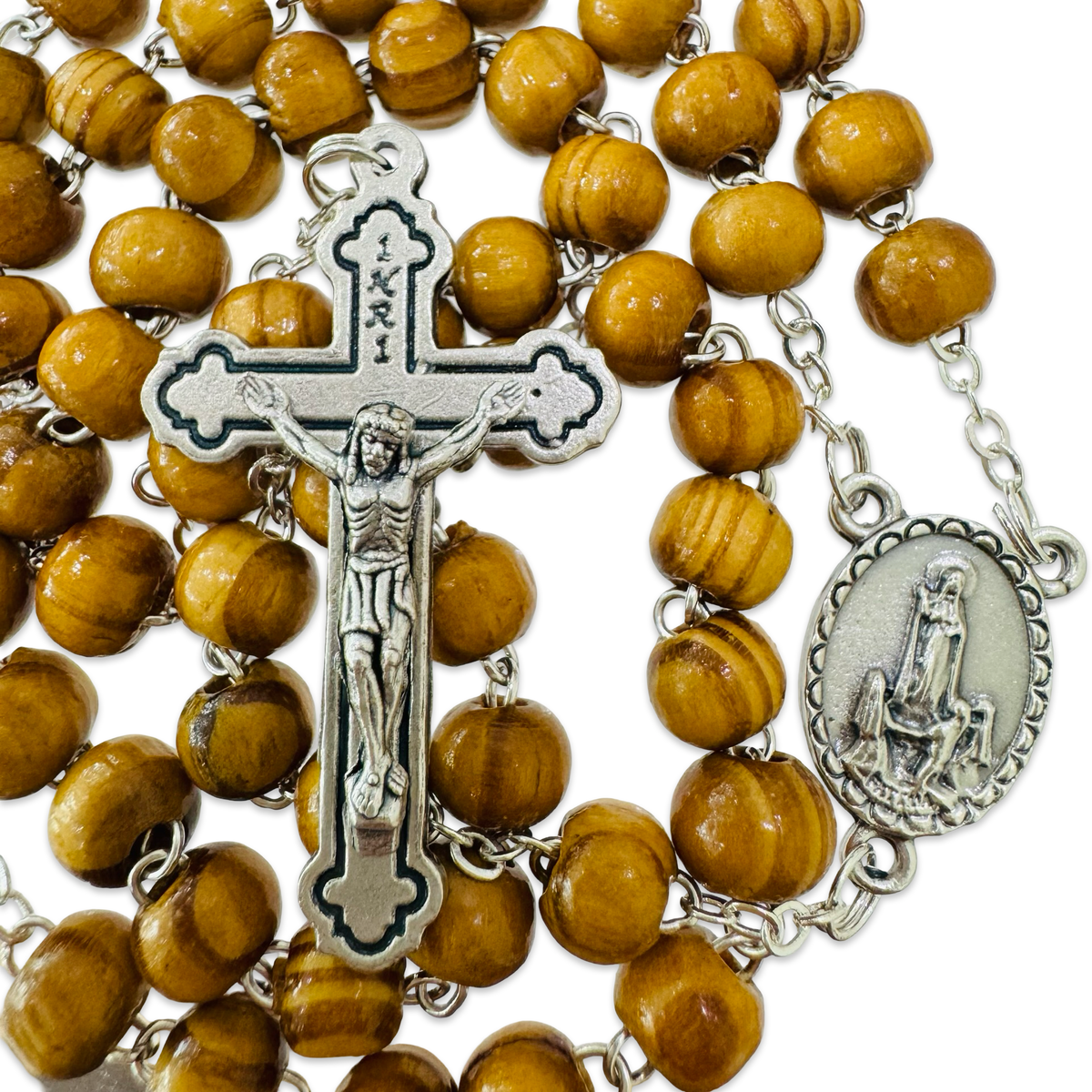 Light Wooden Rosary With Fatima Soil
