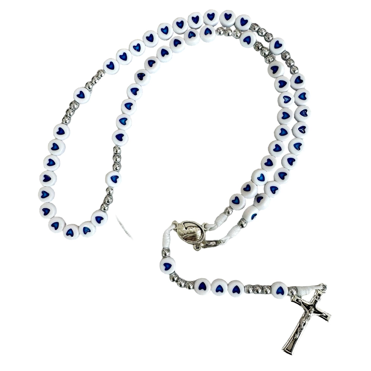 Queen of Peace Letter Bead Rosary with Hearts