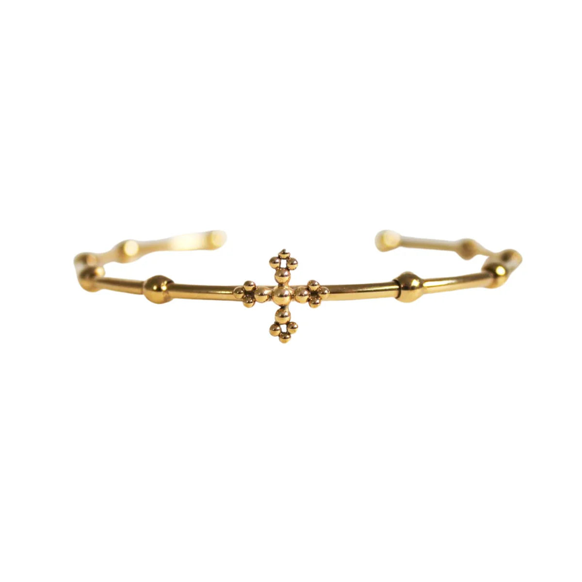 Gold "Belief" Rosary Rigid Bracelet