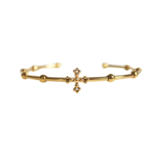 'BELIEF' ROSARY RIGID BRACELET - GOLD -