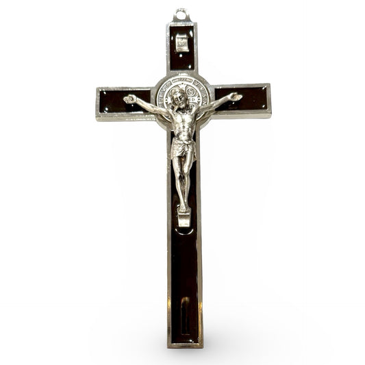 Dark Brown St. Benedict Inlay Crucifix