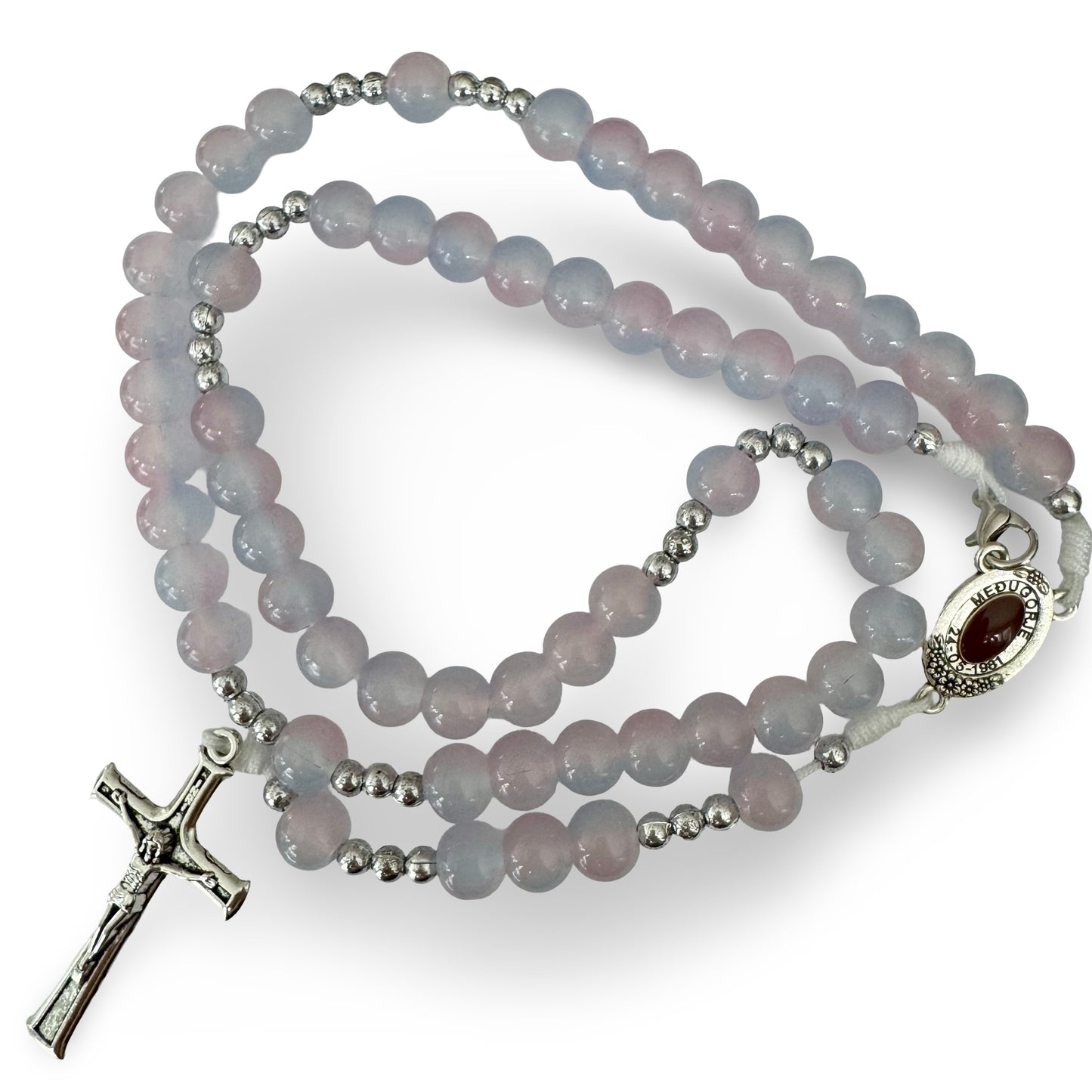 Large Queen of Peace Marble Rosary of Assorted Colors with Soil