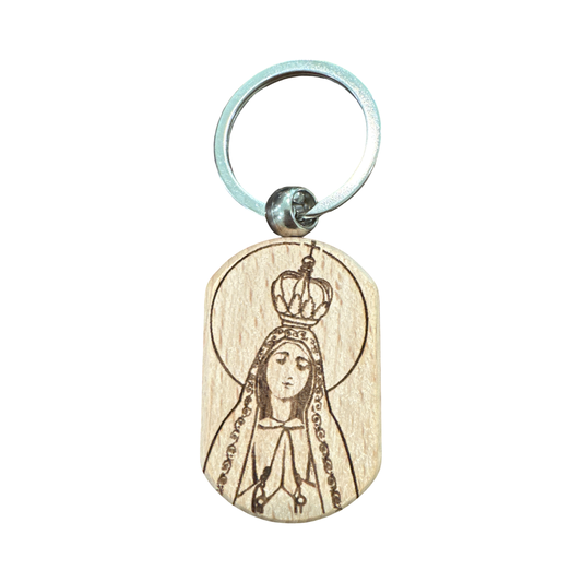 Wooden Our Lady of Fatima Keychain
