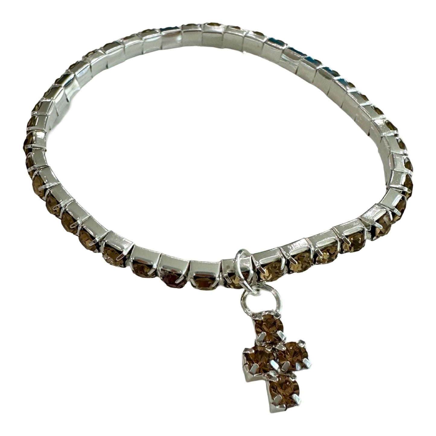 Rhinestone Tennis Bracelet with Cross