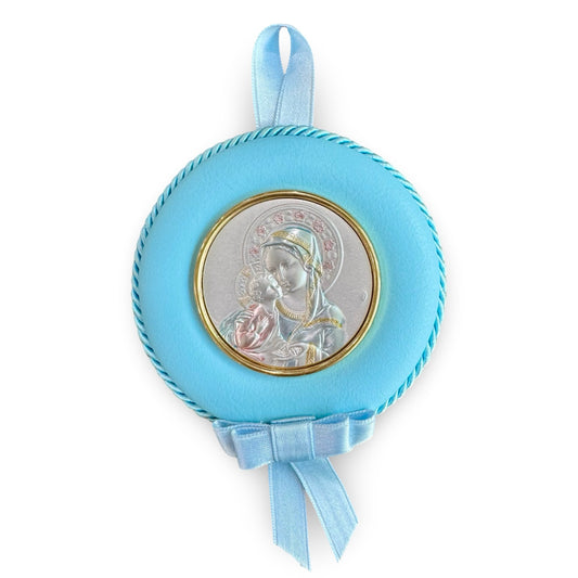 Circular Our Lady of Tenderness Crib Silver Medallion