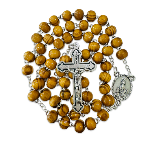 Light Wooden Rosary With Fatima Soil