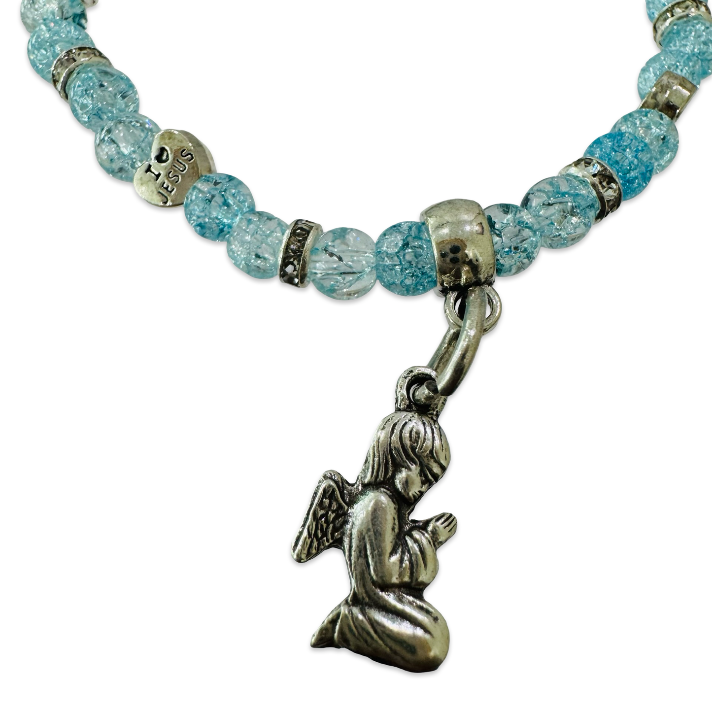 Crystal and Silver Guardian Angel Baby Bracelet in Case