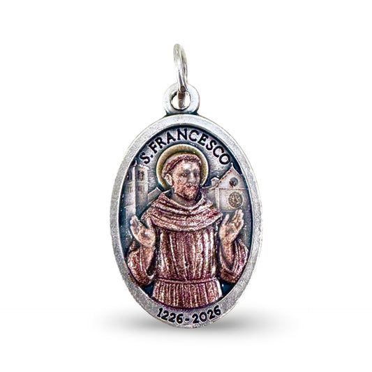 St. Francis of Assisi Painted Medal - touched to his first-class relic