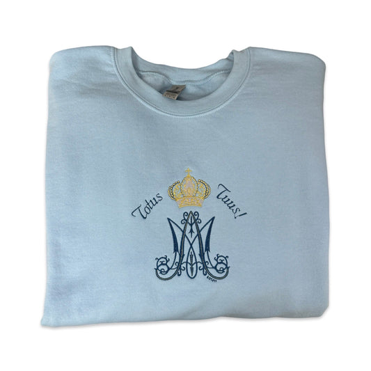 Totus Tuus “M” Marian Embroidered Crewneck Sweater by SCTJM
