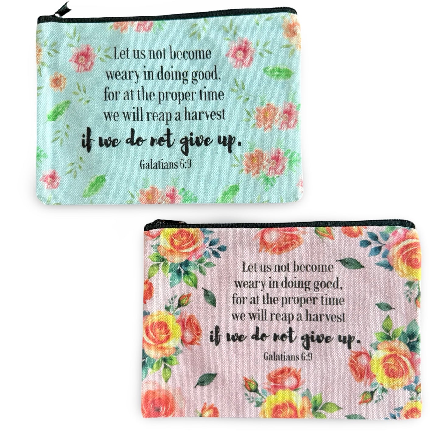 Colorful Bible Verse Zipper Pouches of Assorted Designs