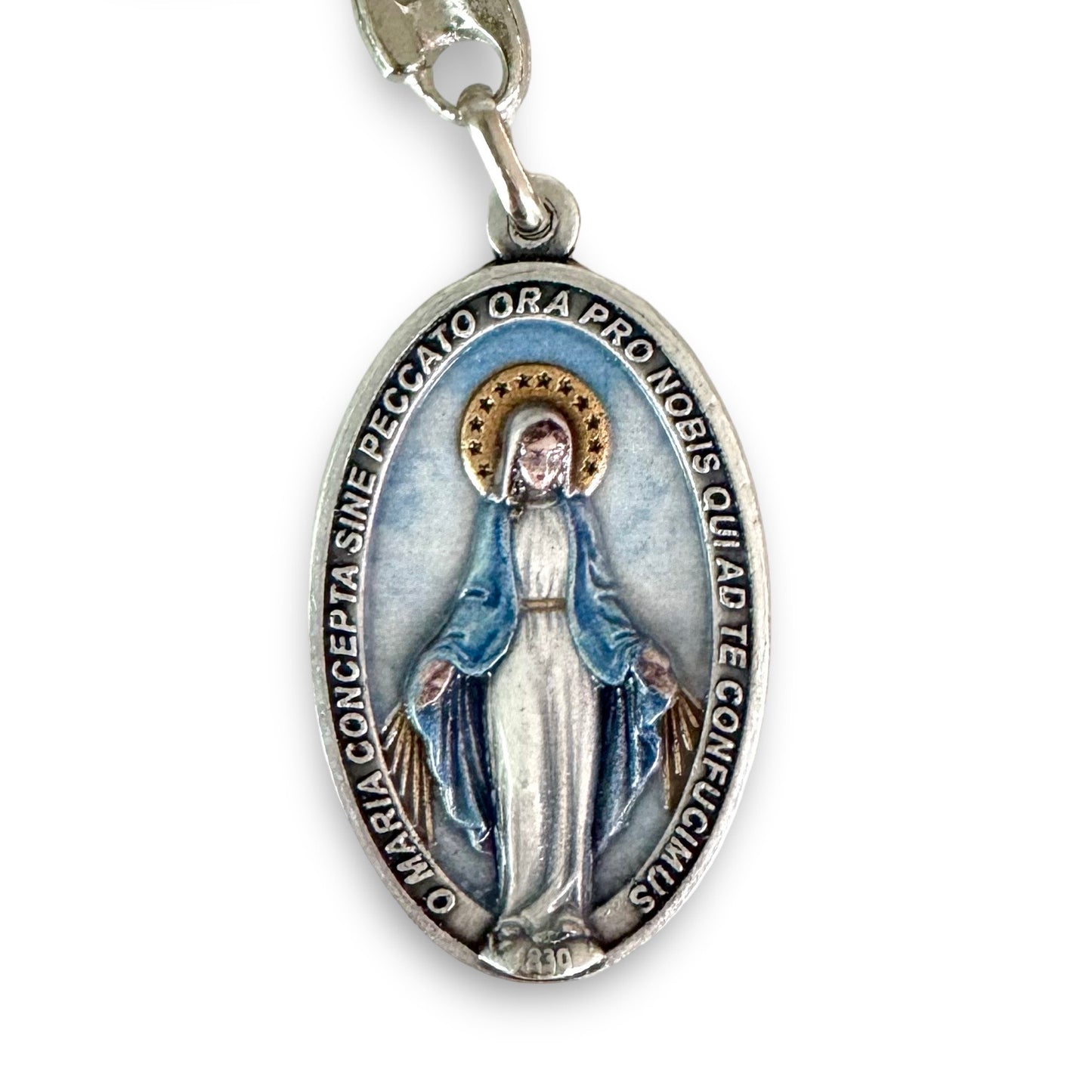 Painted Miraculous Medal Keychain