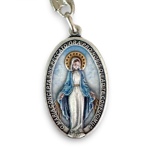 Painted Miraculous Medal Keychain