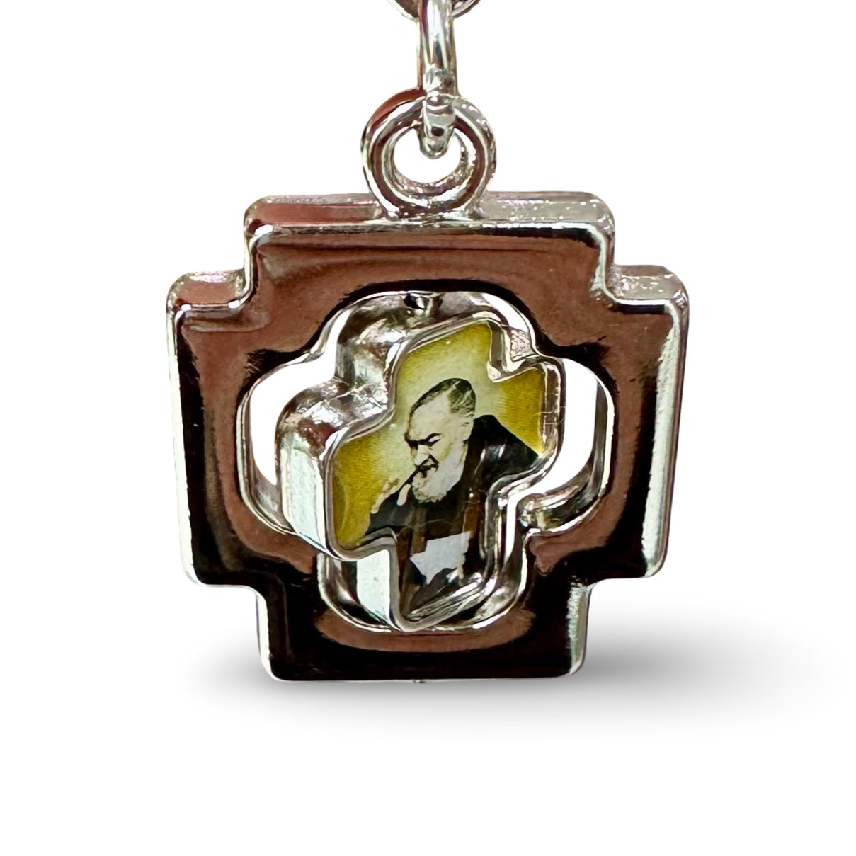 St. Michael and St. Padre Pio Rotating Keychain