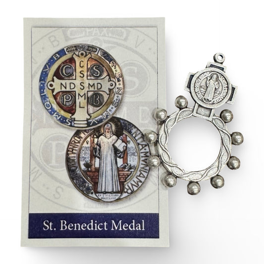 St. Benedict Rosary Ring with Holy Card
