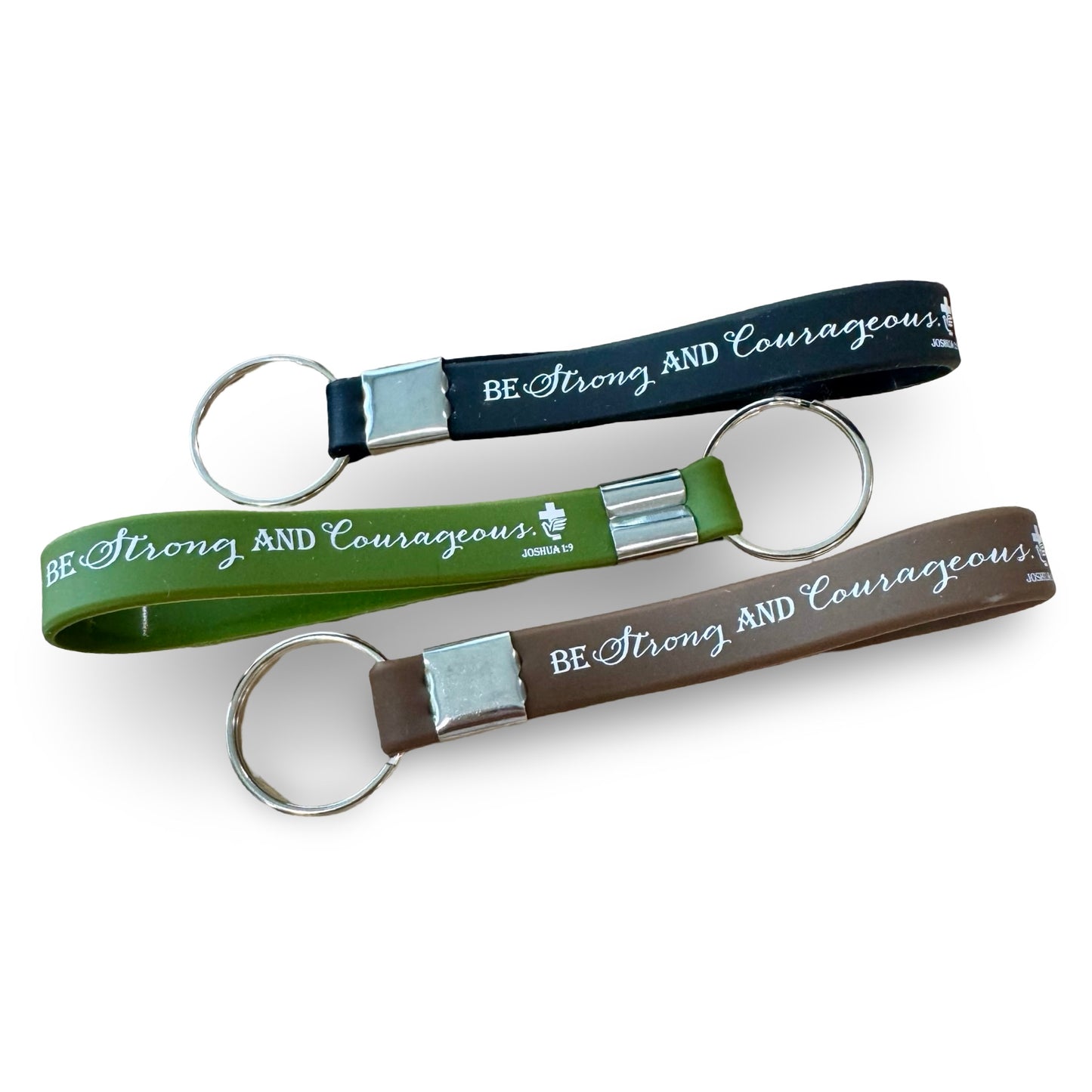 “Be Strong and Courageous” Silicone Bible Verse Keychain