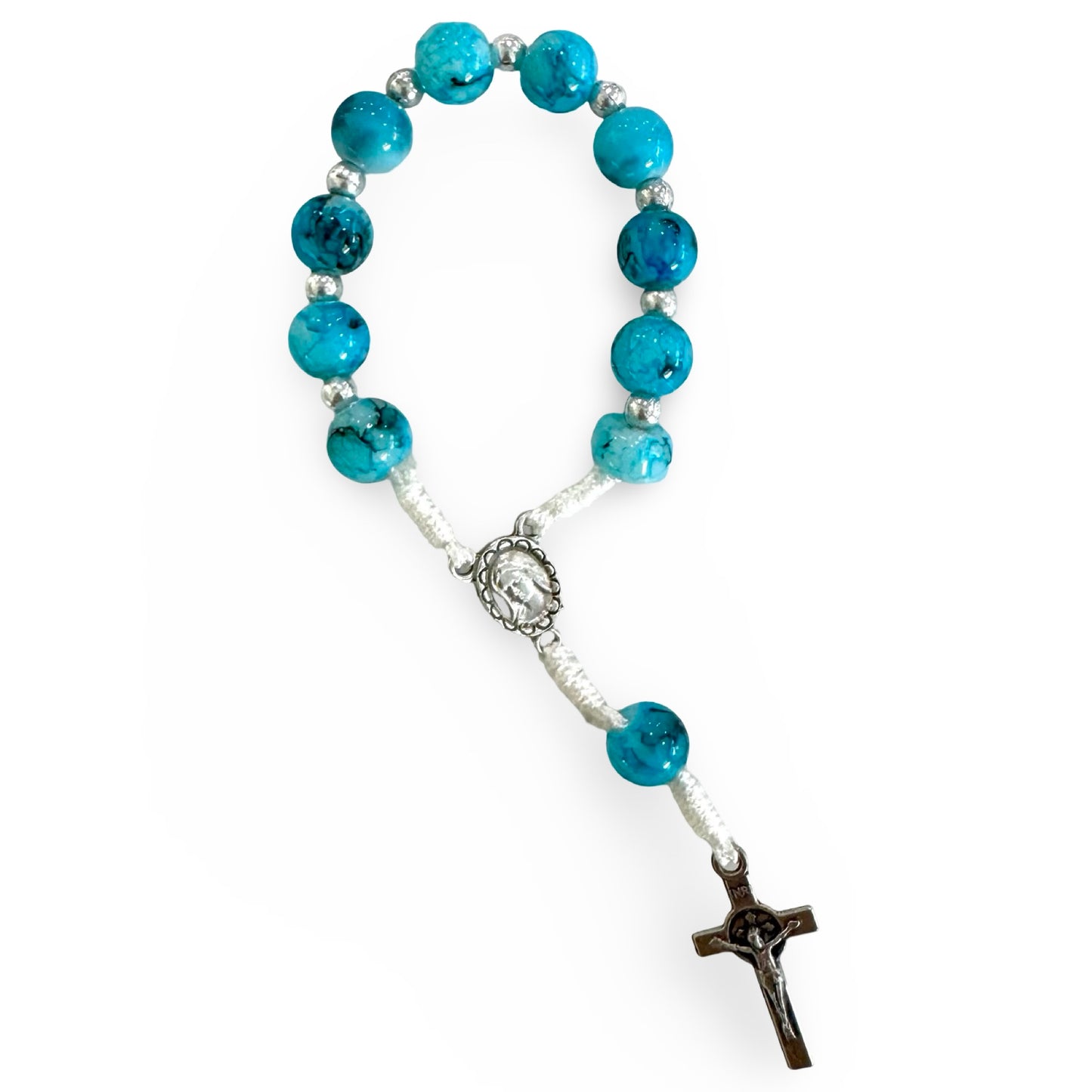 Marble Queen of Peace Cord Decade Rosary of Assorted Colors