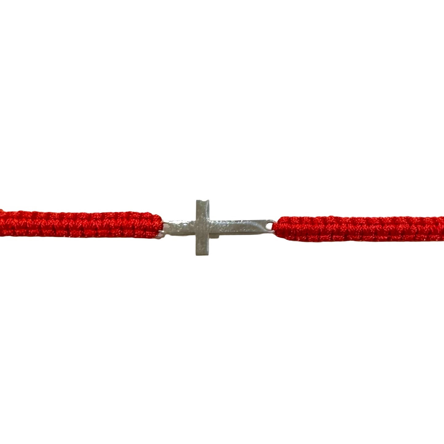 Braided Cord Adjustable Bracelet with Silver Cross