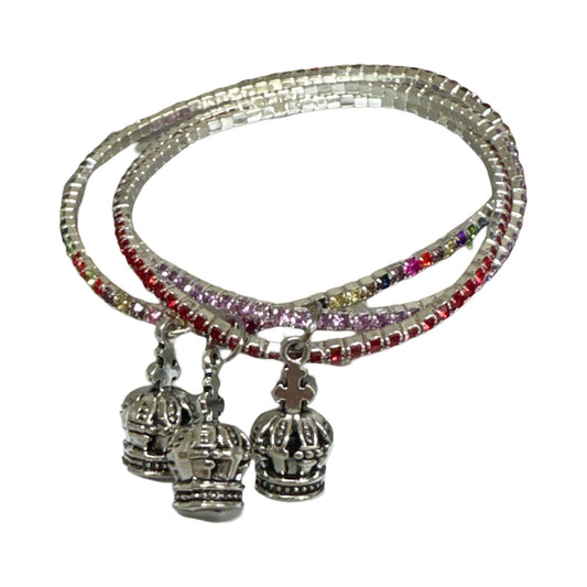 Rhinestone Bracelet with Crown of Fatima