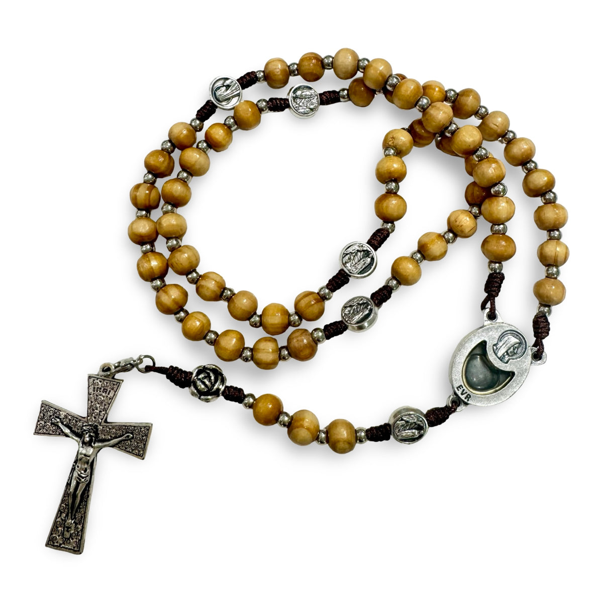 Wooden Rosary with Lourdes Water in Canvas Bag