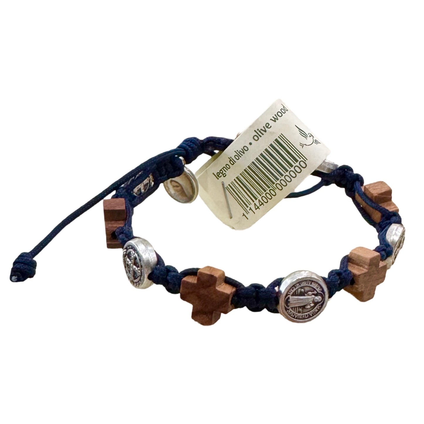 Wood Cross and St. Benedict Medal Decade Rosary Bracelet of Assorted Colors