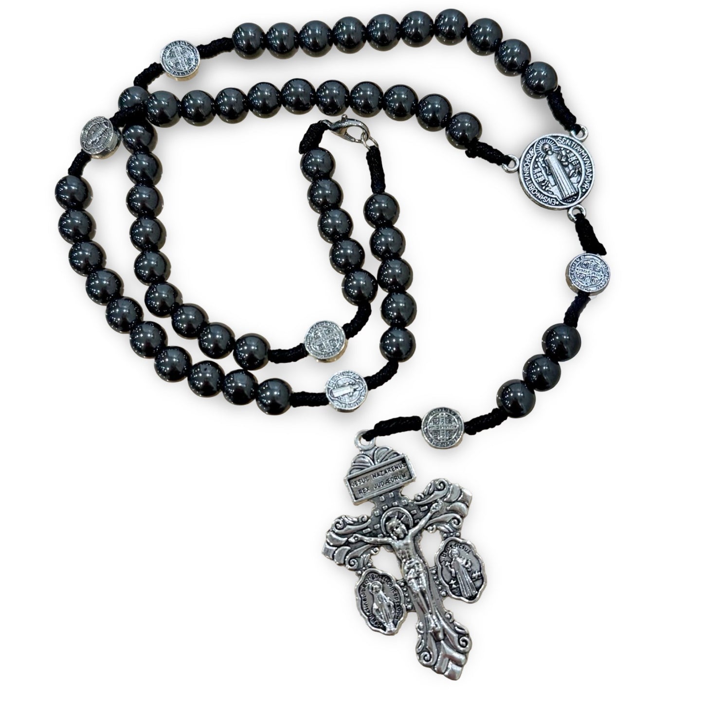 Heavy St. Benedict Rosary with Metallic Beads and Pardon Crucifix