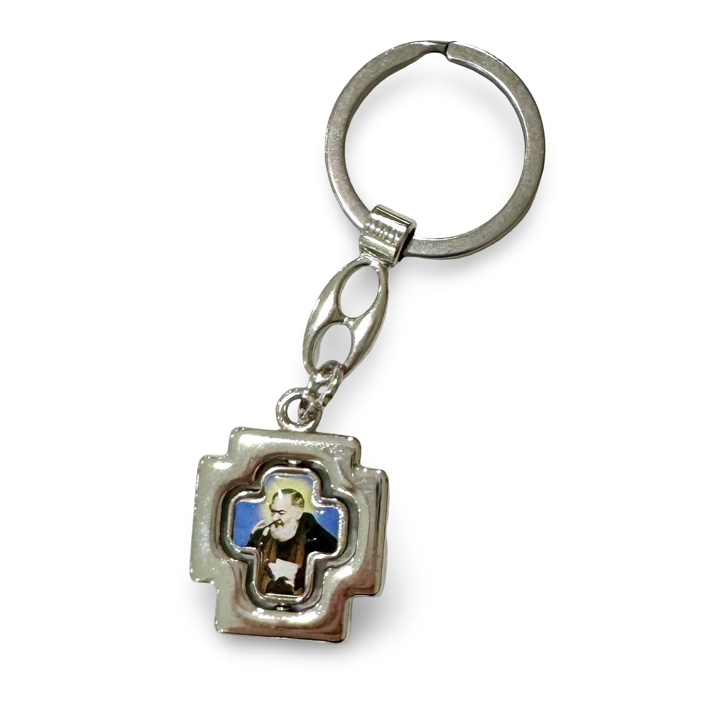 St. Michael and St. Padre Pio Rotating Keychain