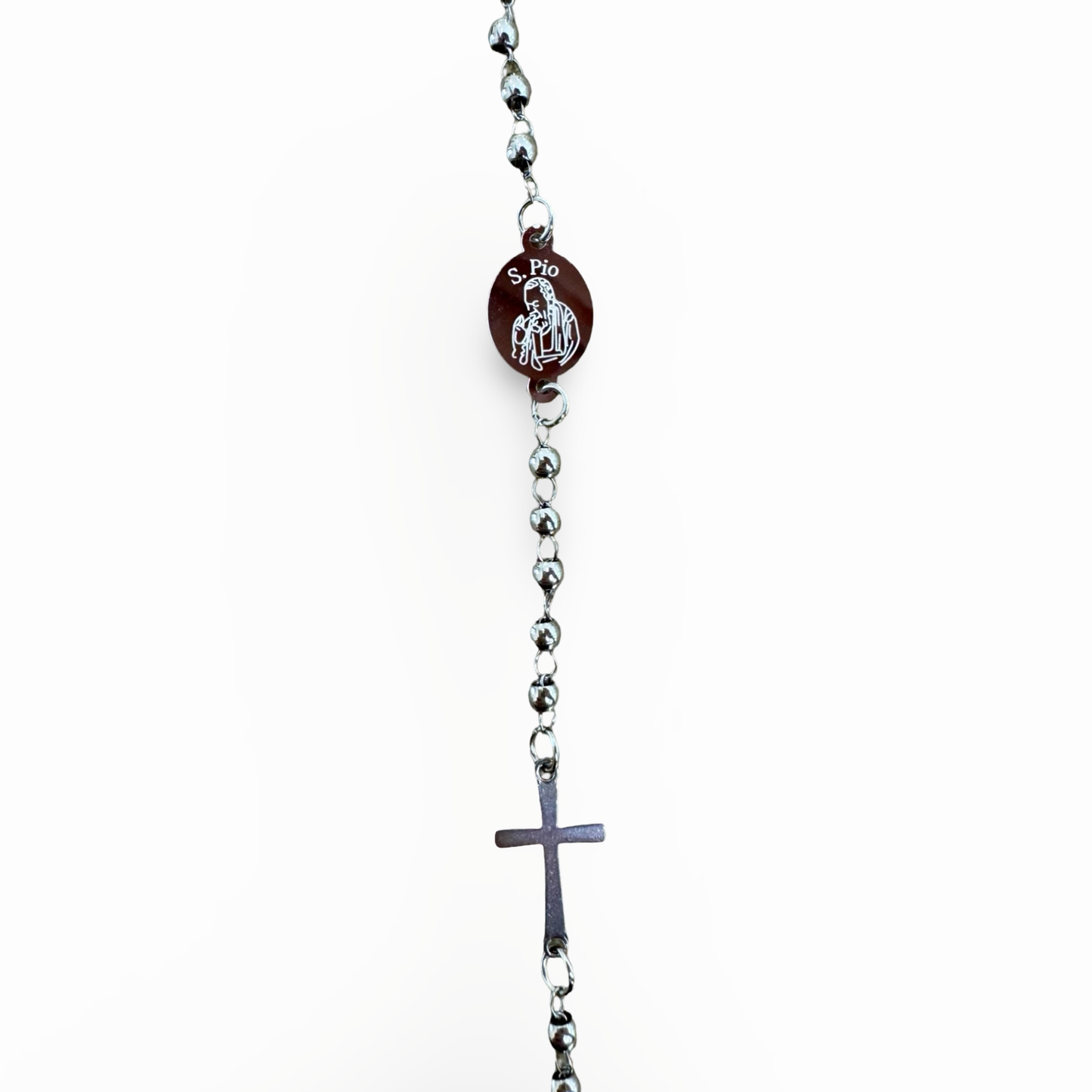 Padre Pio and St. Michael Stainless Steel Rosary Bracelet