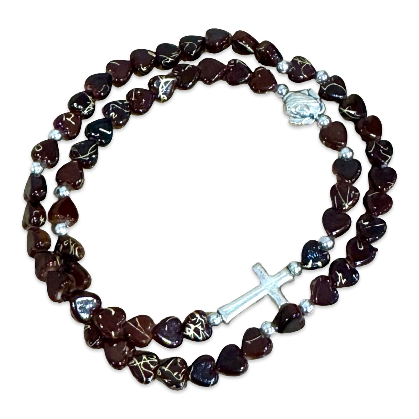 Heart Wrap-Around Rosary Bracelet of Assorted Colors