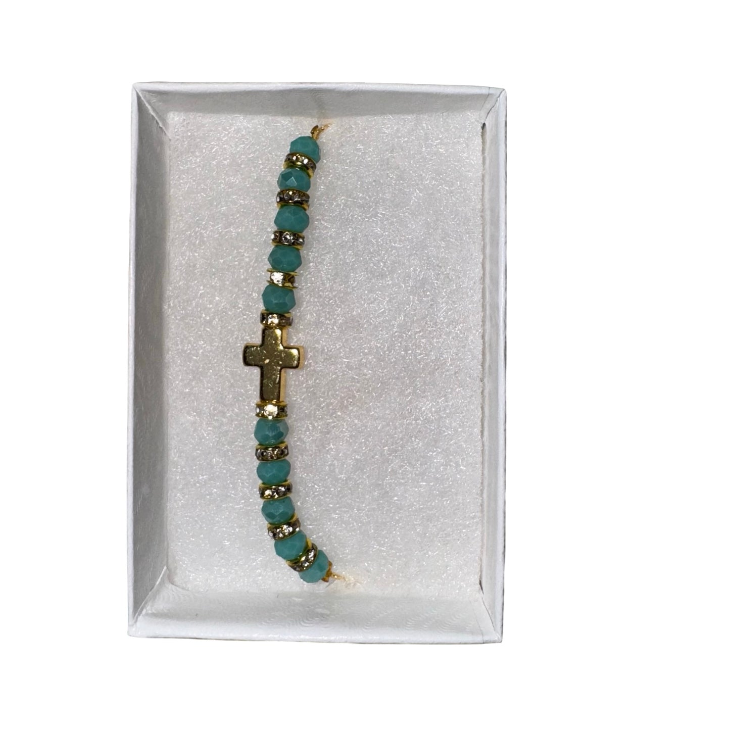 Gold Cross Rondelle Bracelet of Assorted Colors