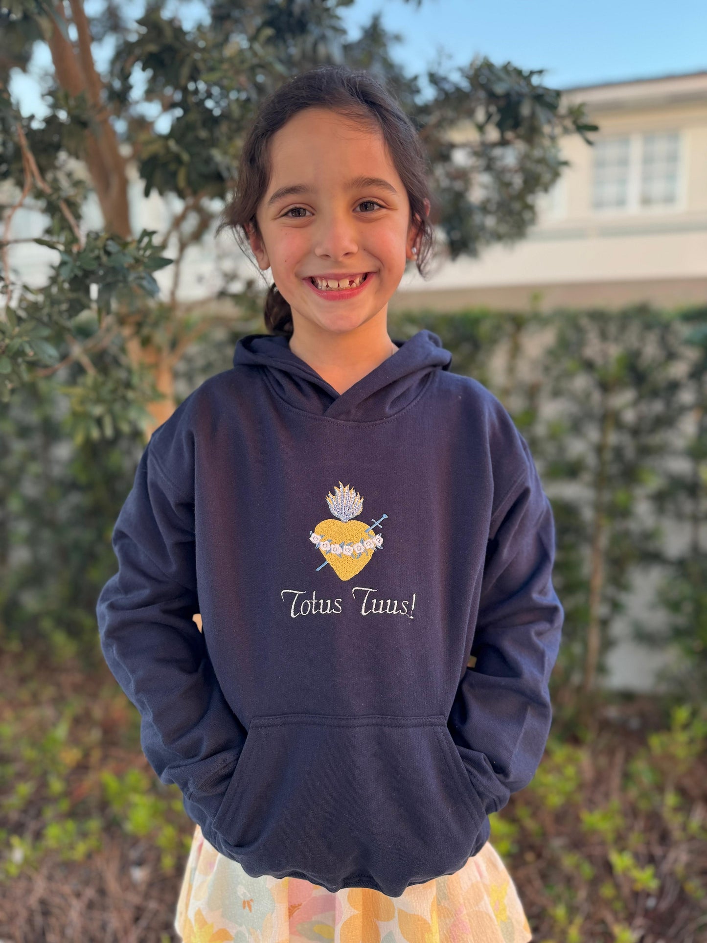 Totus Tuus "M" Embroidered Hoodies for Kids by SCTJM