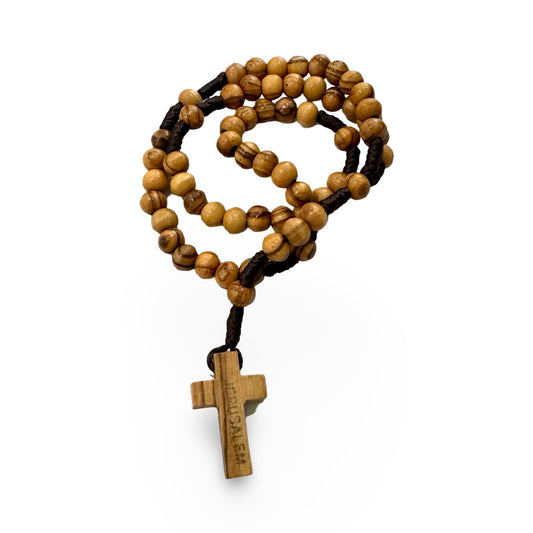 Jerusalem Rosary and Holy Card Touched to the Relic of the True Cross of Our Lord