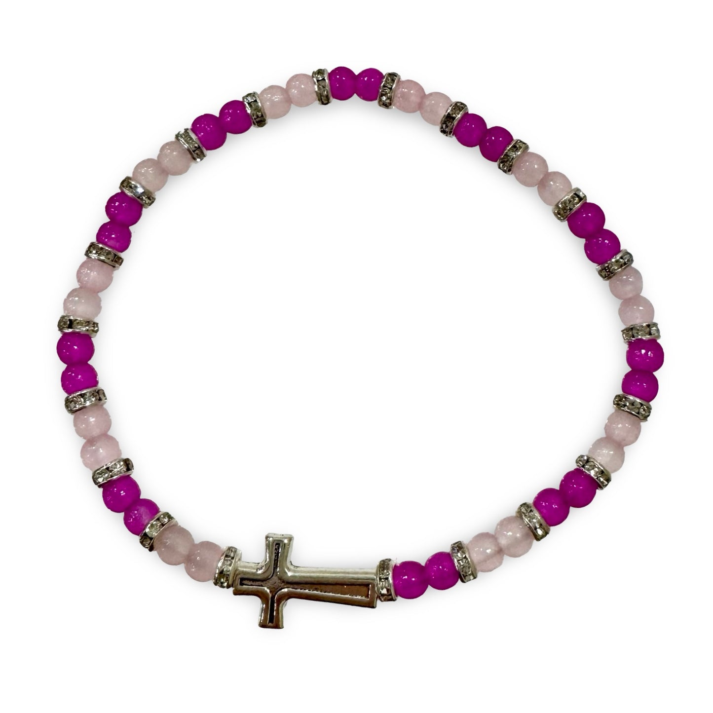 Two-Toned Colorful Beaded Cross Bracelet