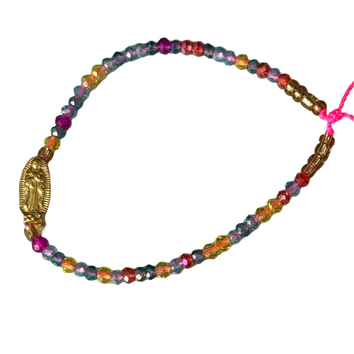 Mexican Bracelet of Assorted Colors with Our Lady of Guadalupe Medal