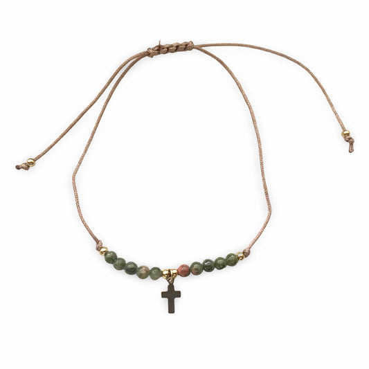 Marble Cross Decade Rosary Bracelet