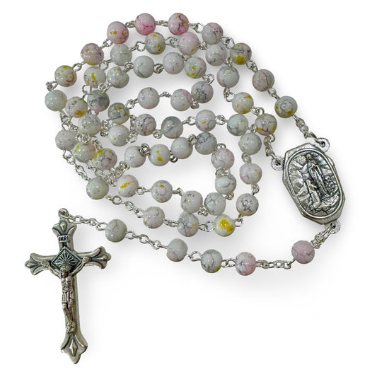 Pastel Marble Rosary with Water from Lourdes