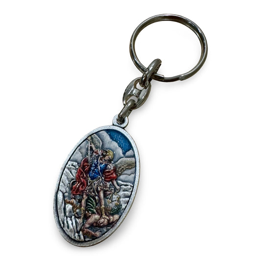 St. Michael and Guardian Angel Painted Keychain
