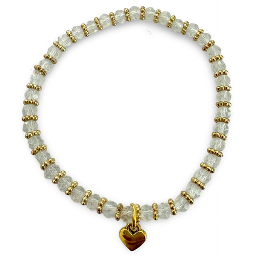 Crystal Heart Pendant Bracelet
