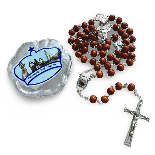 Fatima Rosary with Crown Beads and Soil from Fatima - in Crown Case