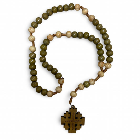 Jerusalem Cross Wooden Rosary