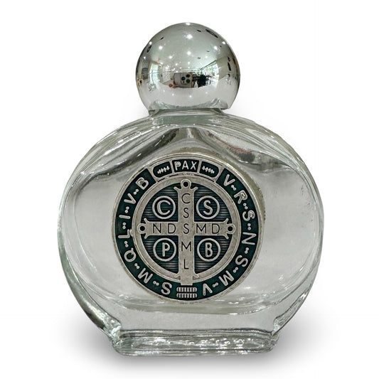 St. Benedict Oval Glass Holy Water Bottle