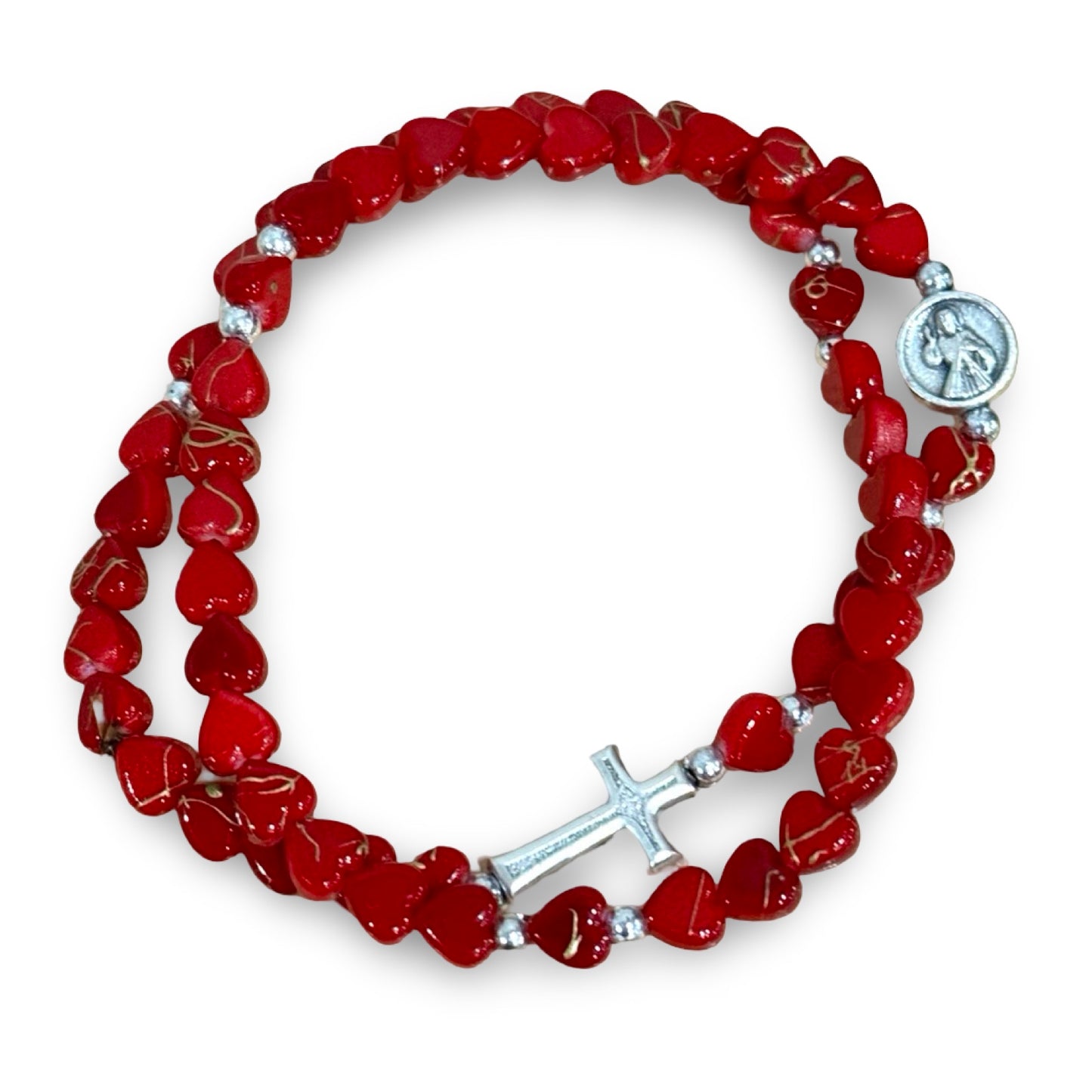 Heart Wrap-Around Rosary Bracelet of Assorted Colors