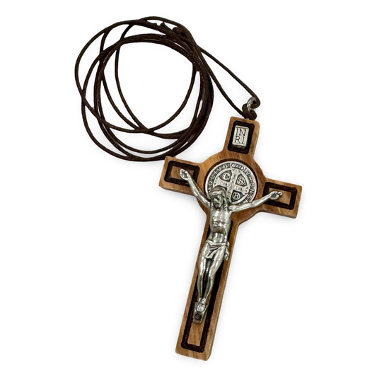Wood St. Benedict Crucifix Pendant of Assorted Styles
