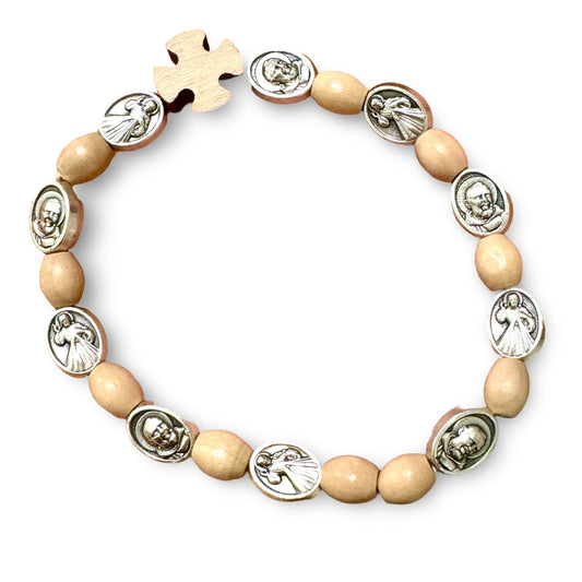 Wooden St. Padre Pio Decade Bracelet