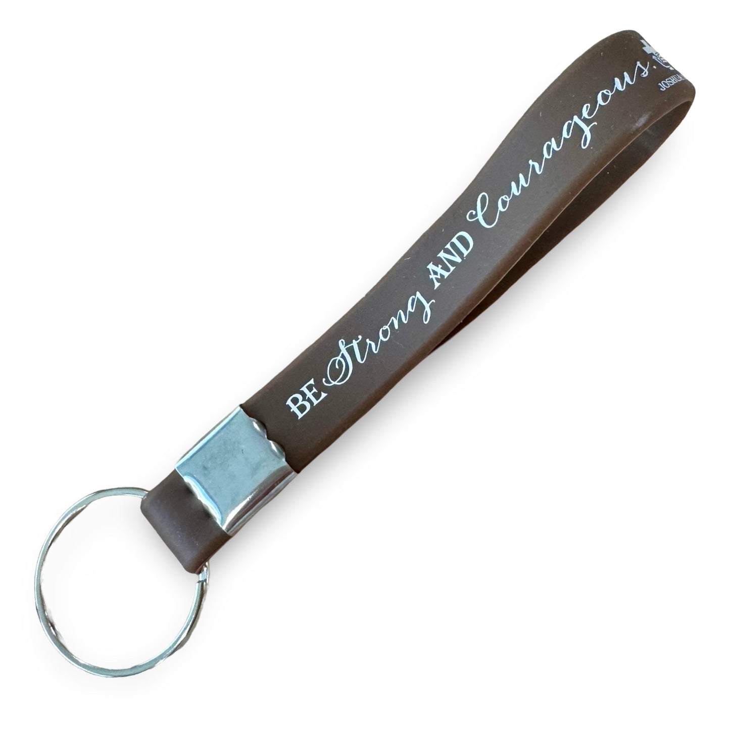 “Be Strong and Courageous” Silicone Bible Verse Keychain